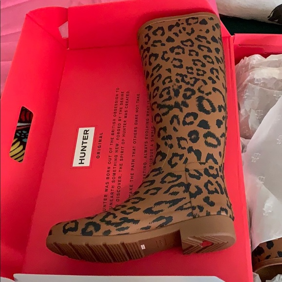 leopard rain boots hunter